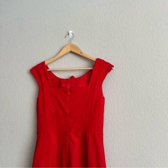 Calvin Klein Sheath Dress Womens Size 2 Red Rosette Accent Sleeveless Lined - Picture 6 of 12